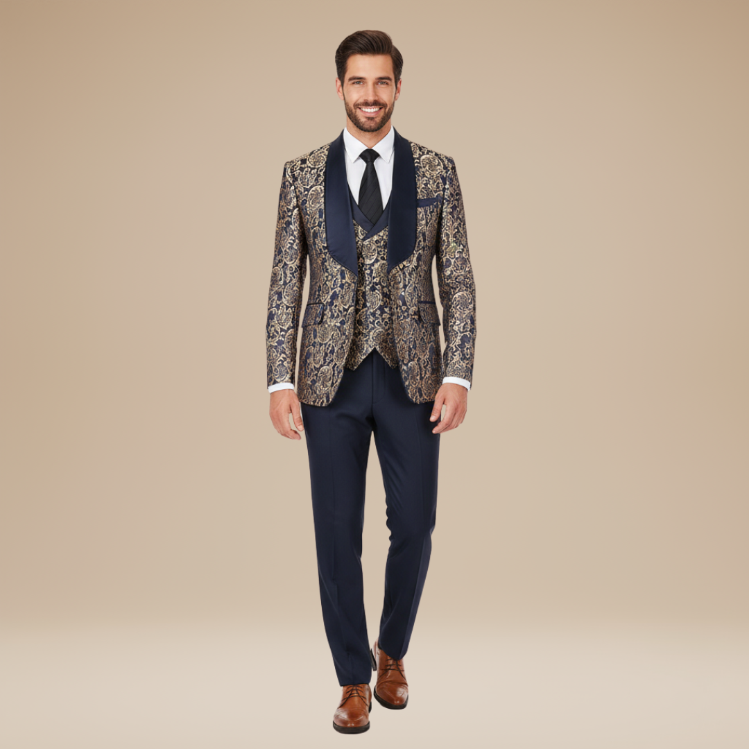 Dante | Abito Uomo 3 Pezzi con Dettagli Floreali