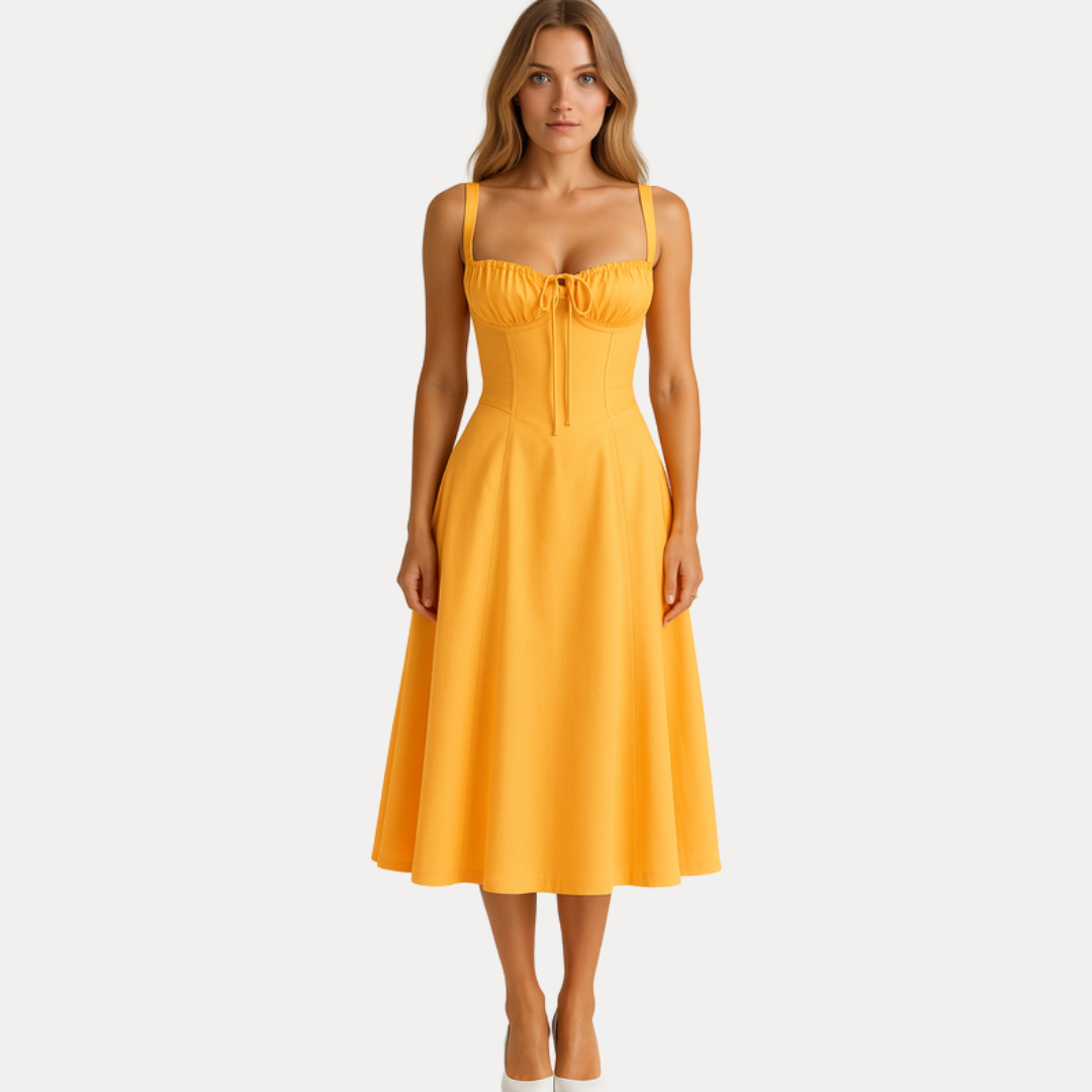 Lorenza | Abito Midi con Corpino Strutturato