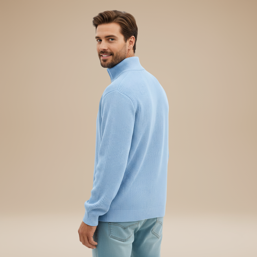 Mirko | Maglia Uomo con Mezza Zip e Trama a Rilievo