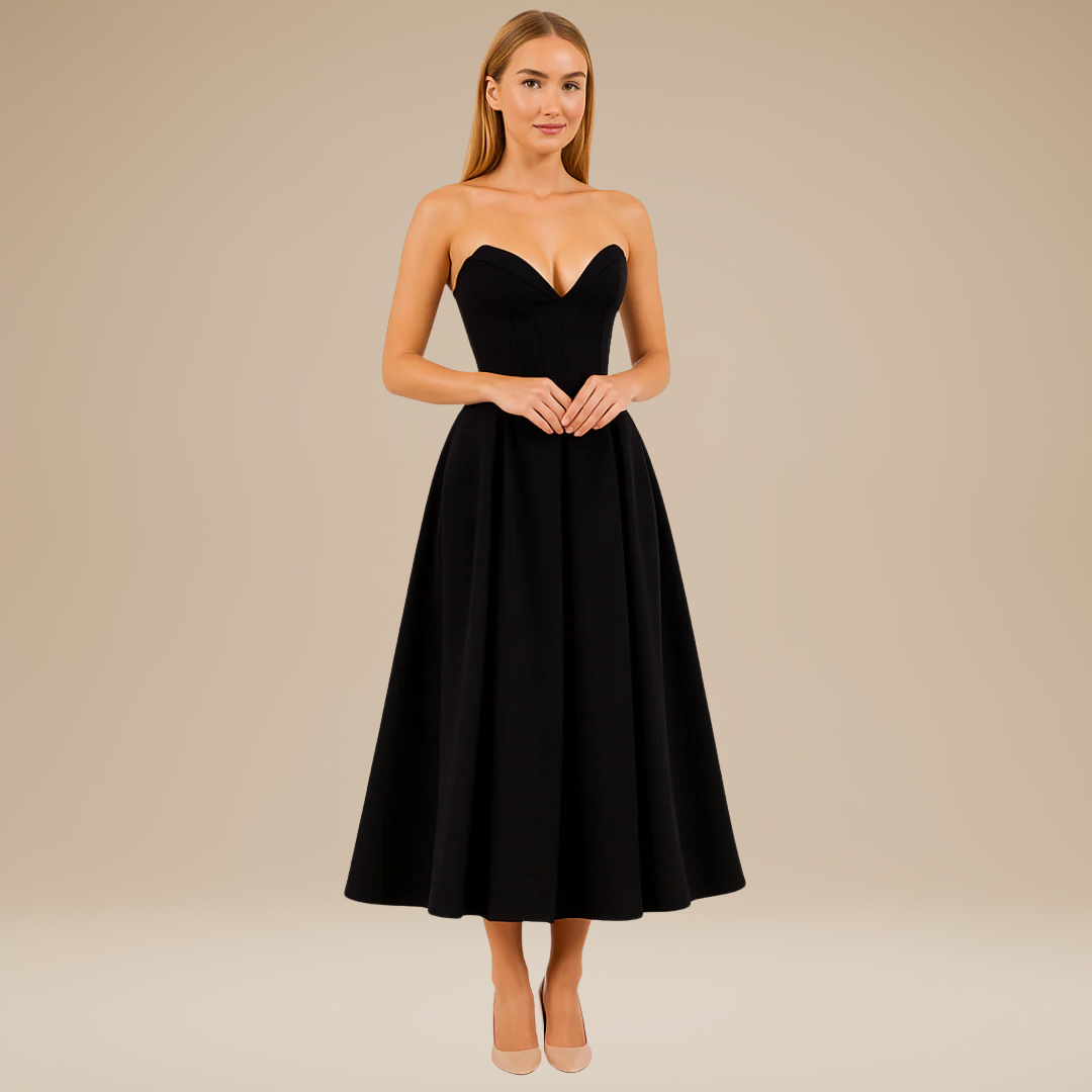 Rebecca | Midi Dress with Corset and Flared Skirt