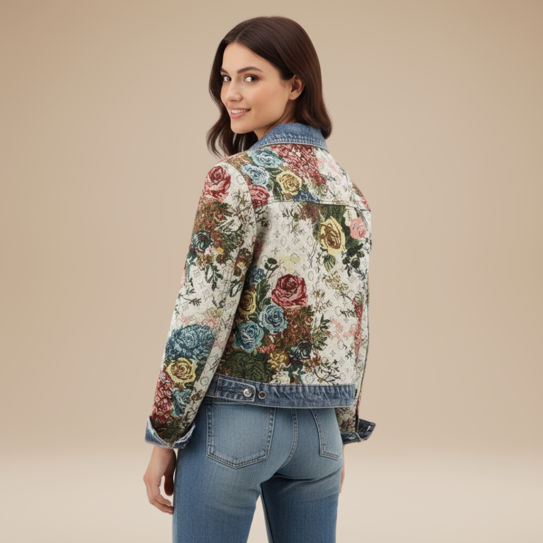Vittoria | Denim Jacket with Jacquard Embroidery