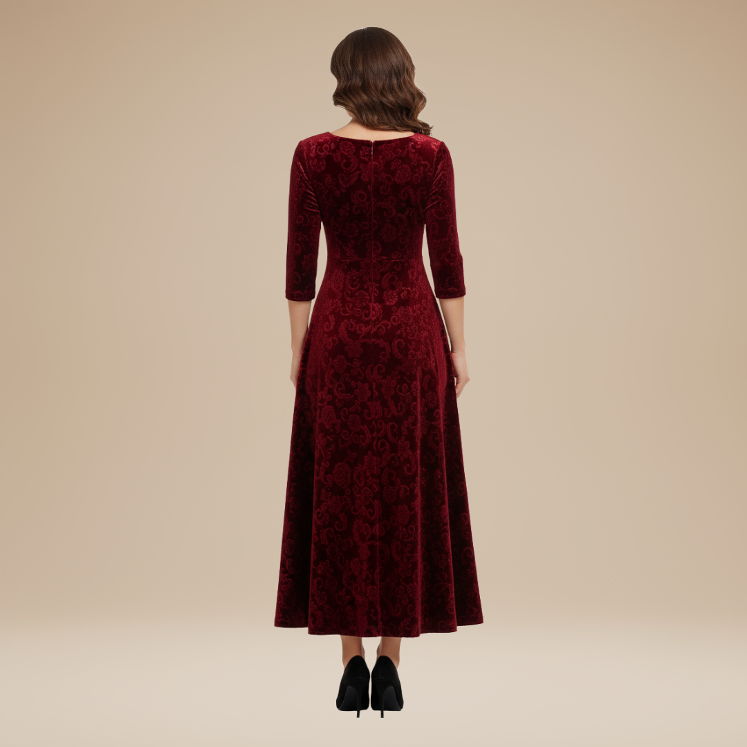 aaValeria | Abito Velluto Jacquard Donna Stile Regale