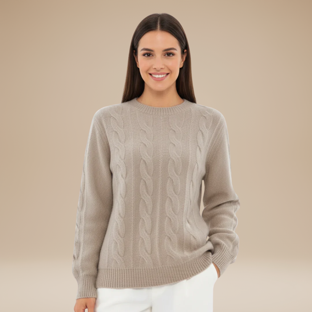 Chiara | Women's Crew Neck Cable Knit Sweater
