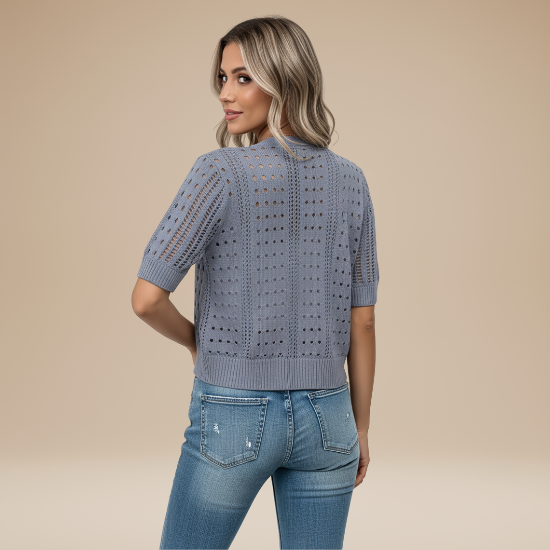 Gaia | Cardigan Donna Corto con Lavorazione Traforata
