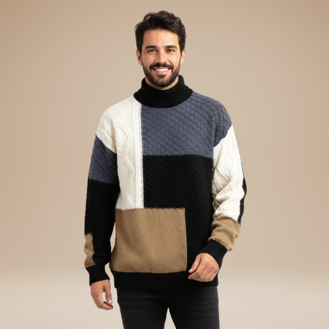 Riccardo | Maglione Uomo con Design Patchwork Moderno