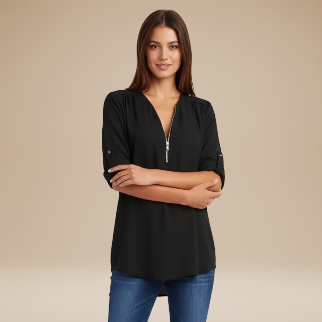 Elisa | Blusa Donna con Zip Frontale Moderna
