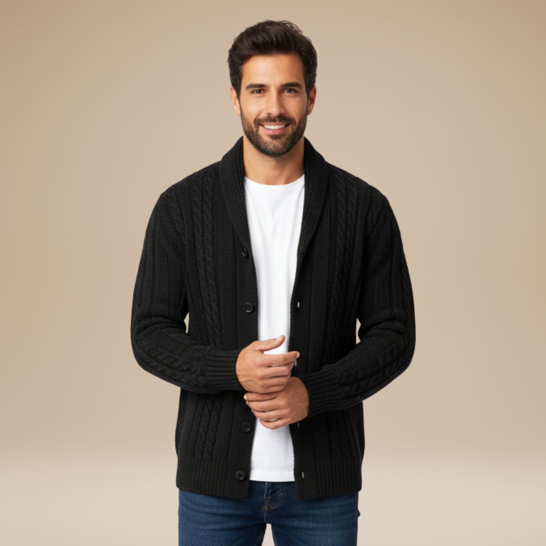 Simone | Cardigan Uomo con Collo Sciallato Classico