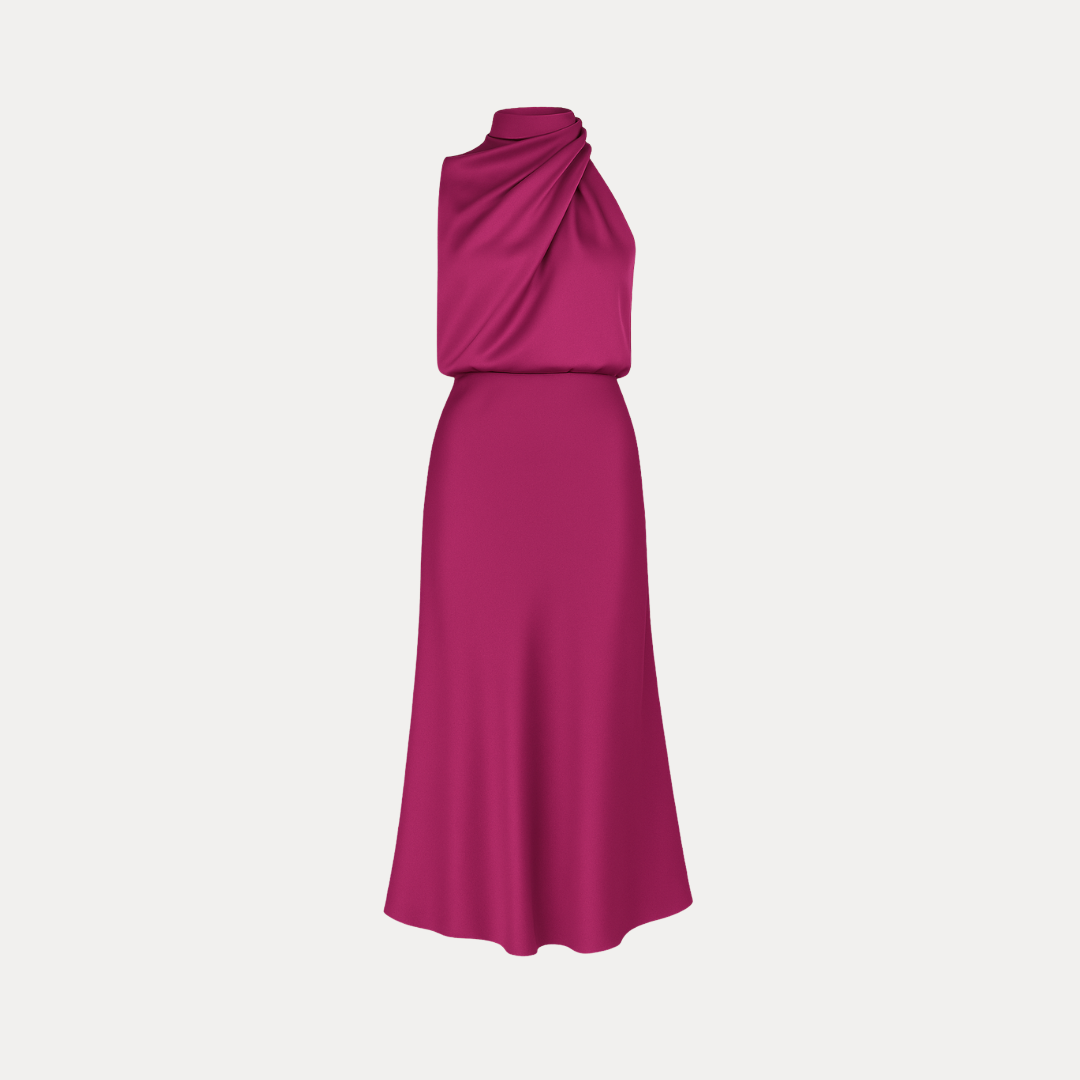 Carlotta | Long Dress with Draped Neckline