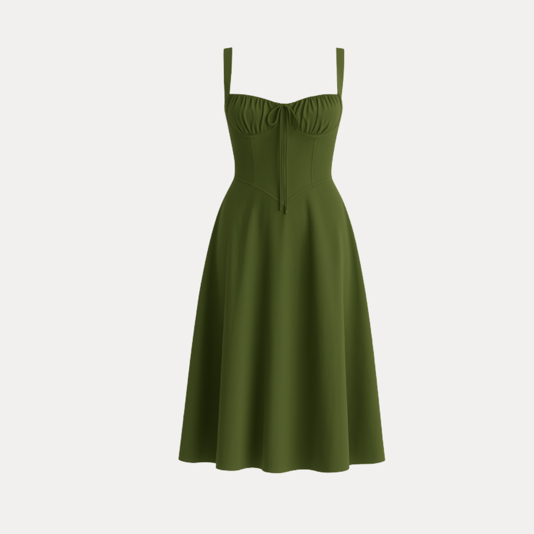 Lorenza | Midi Dress with Structured Bodice