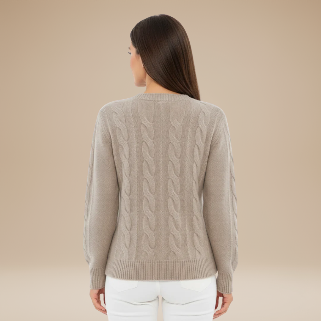 Chiara | Women's Crew Neck Cable Knit Sweater