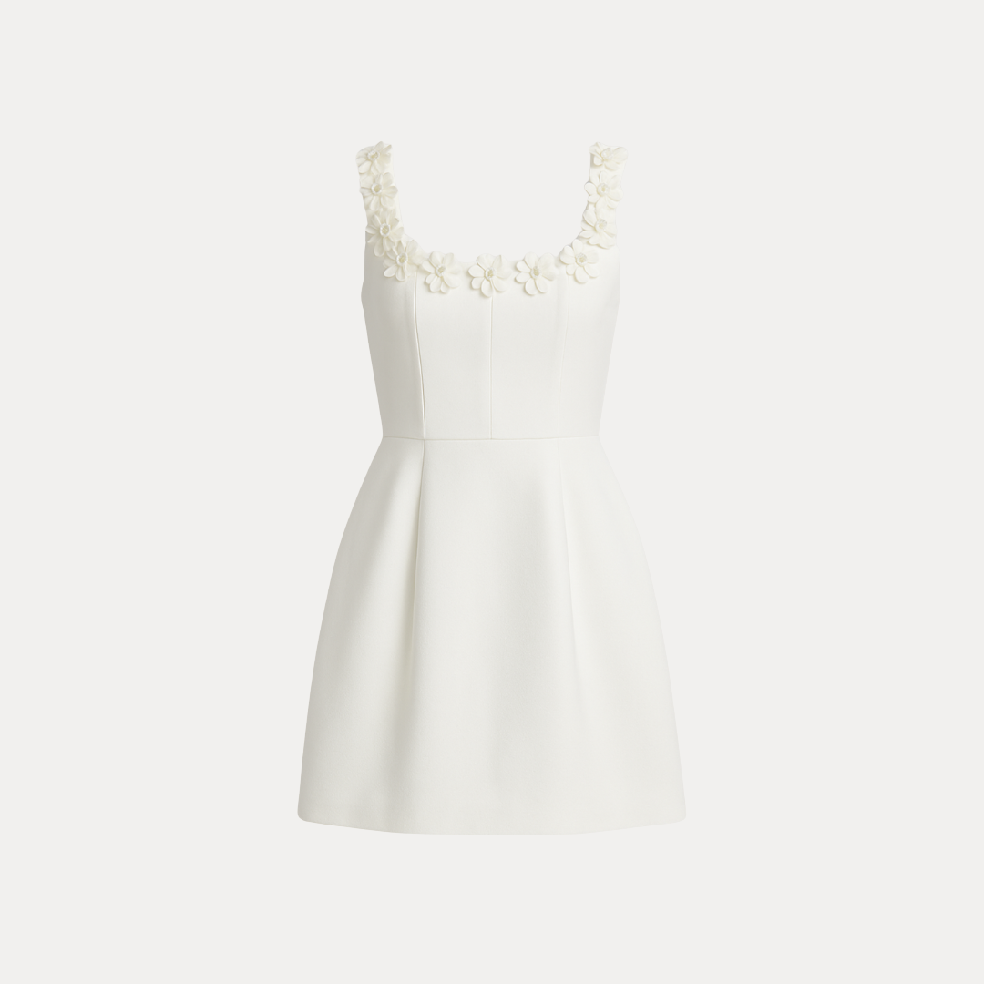 Bianca | Short Dress with 3D Flowers