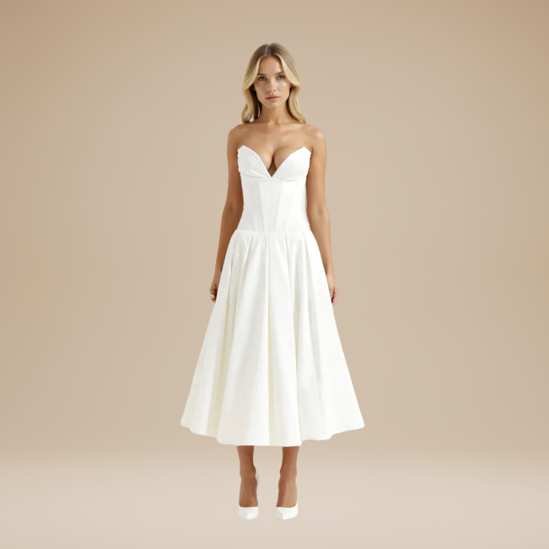 Rebecca | Midi Dress with Corset and Flared Skirt