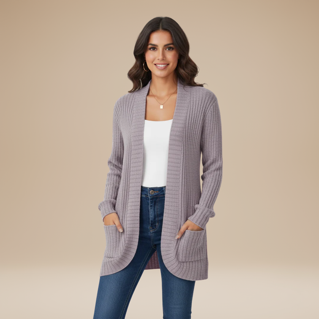 Cecilia | Cardigan Donna a Coste con Tasche