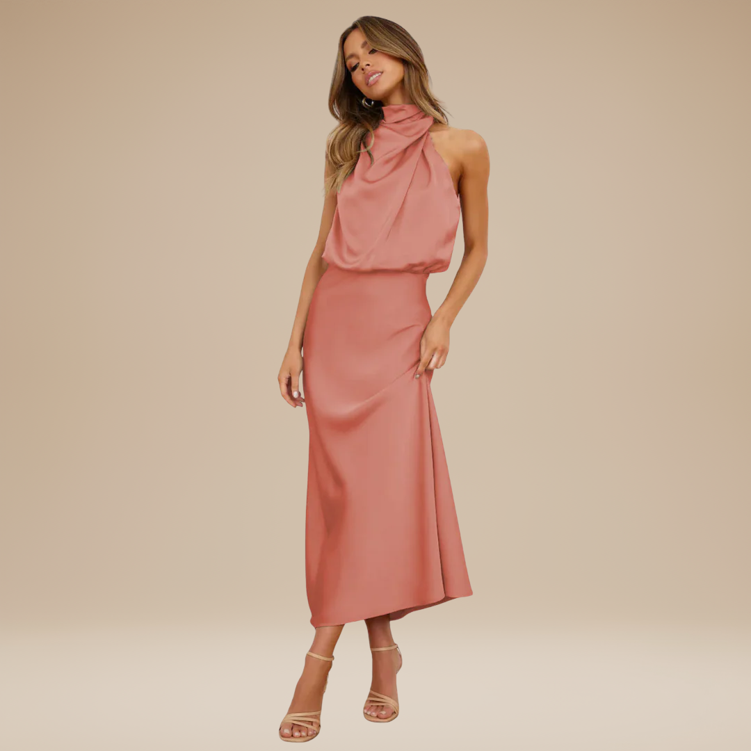 Carlotta | Long Dress with Draped Neckline