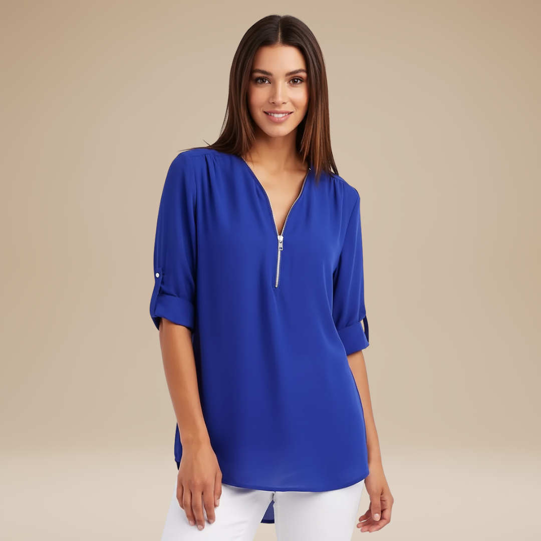 Elisa | Blusa Donna con Zip Frontale Moderna