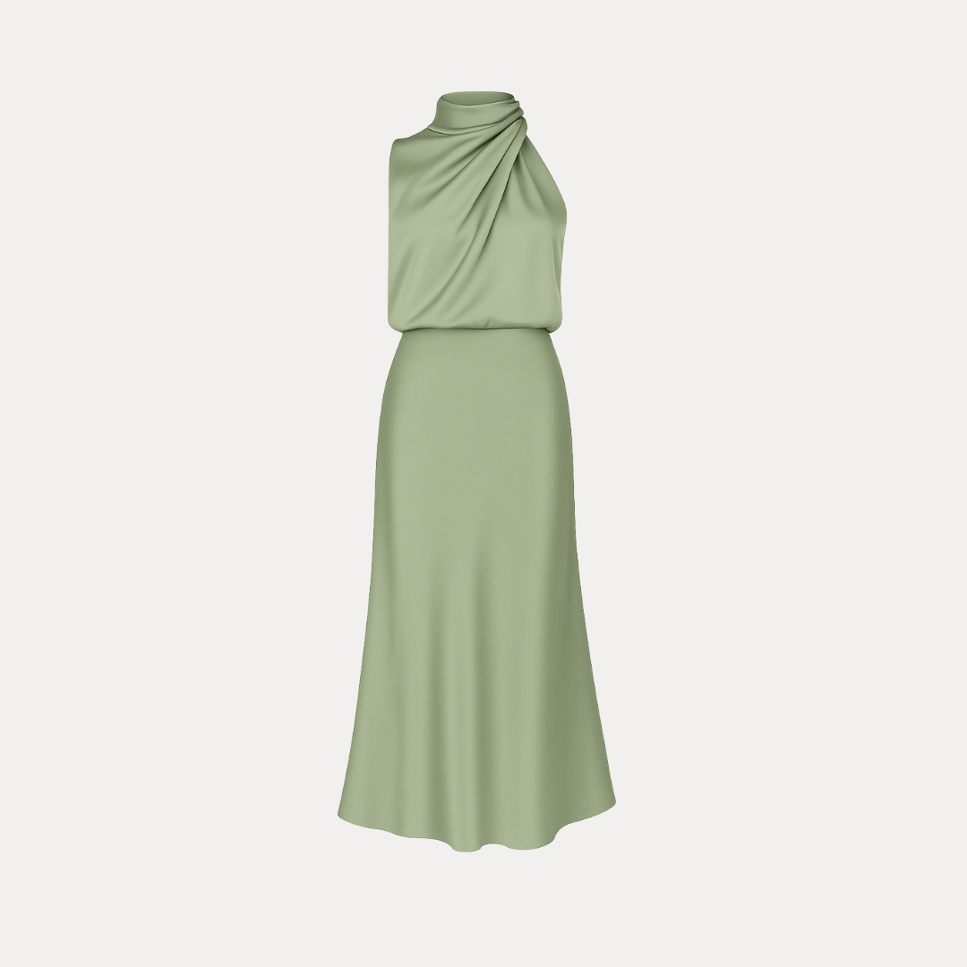 Carlotta | Long Dress with Draped Neckline