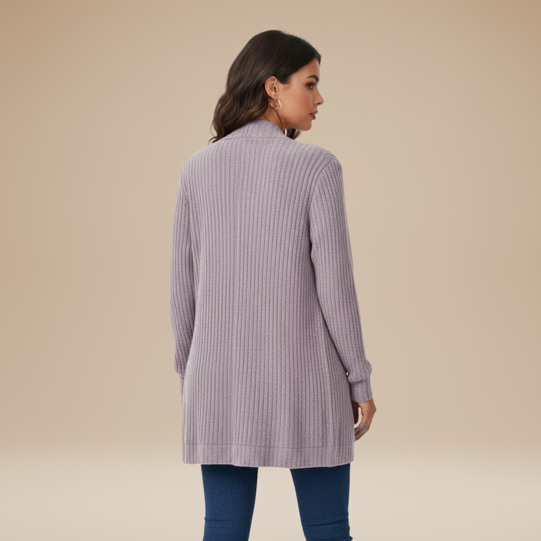 Cecilia | Cardigan Donna a Coste con Tasche