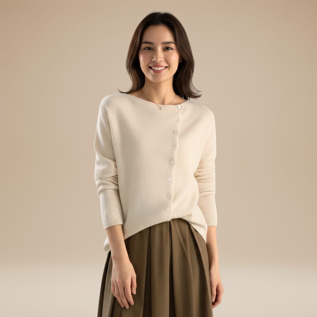 Cardigan Donna in Maglia con Bottoni Asimmetrici