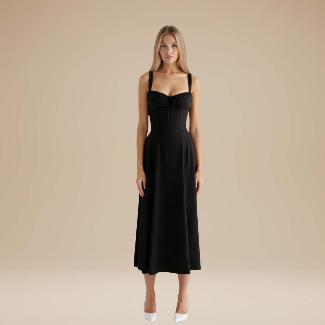 Lorenza | Midi Dress with Structured Bodice