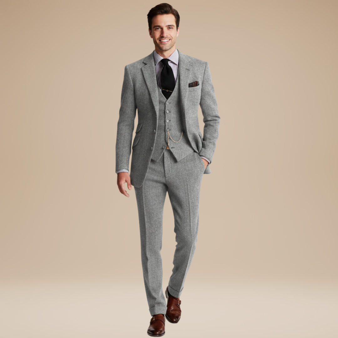 Harrison | Classic three-piece tweed suit for men