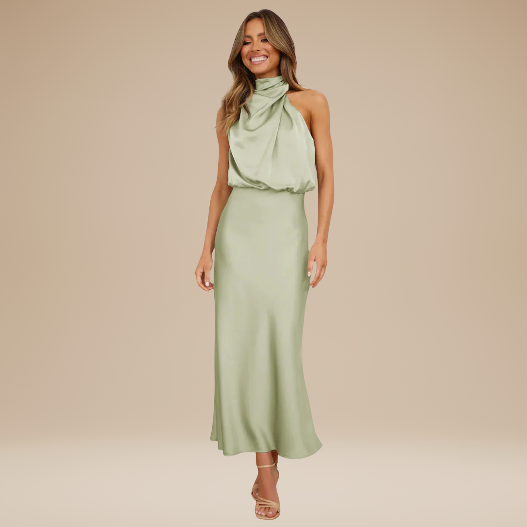 Carlotta | Long Dress with Draped Neckline