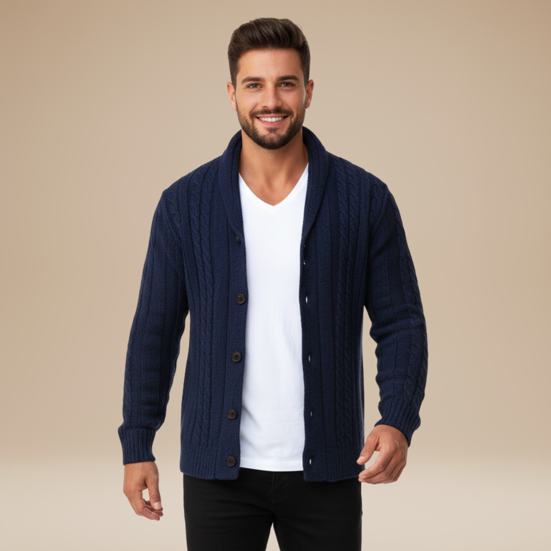Simone | Cardigan Uomo con Collo Sciallato Classico