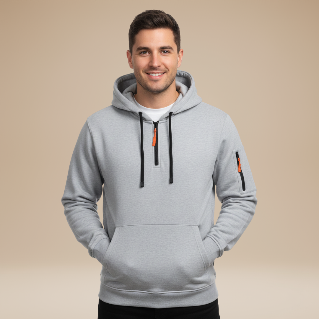 Decio | Felpa Uomo con Cappuccio e Mezza Zip Sportiva