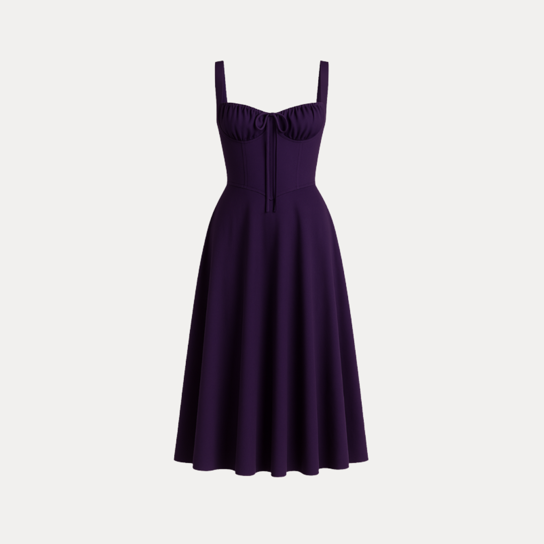 Lorenza | Midi Dress with Structured Bodice