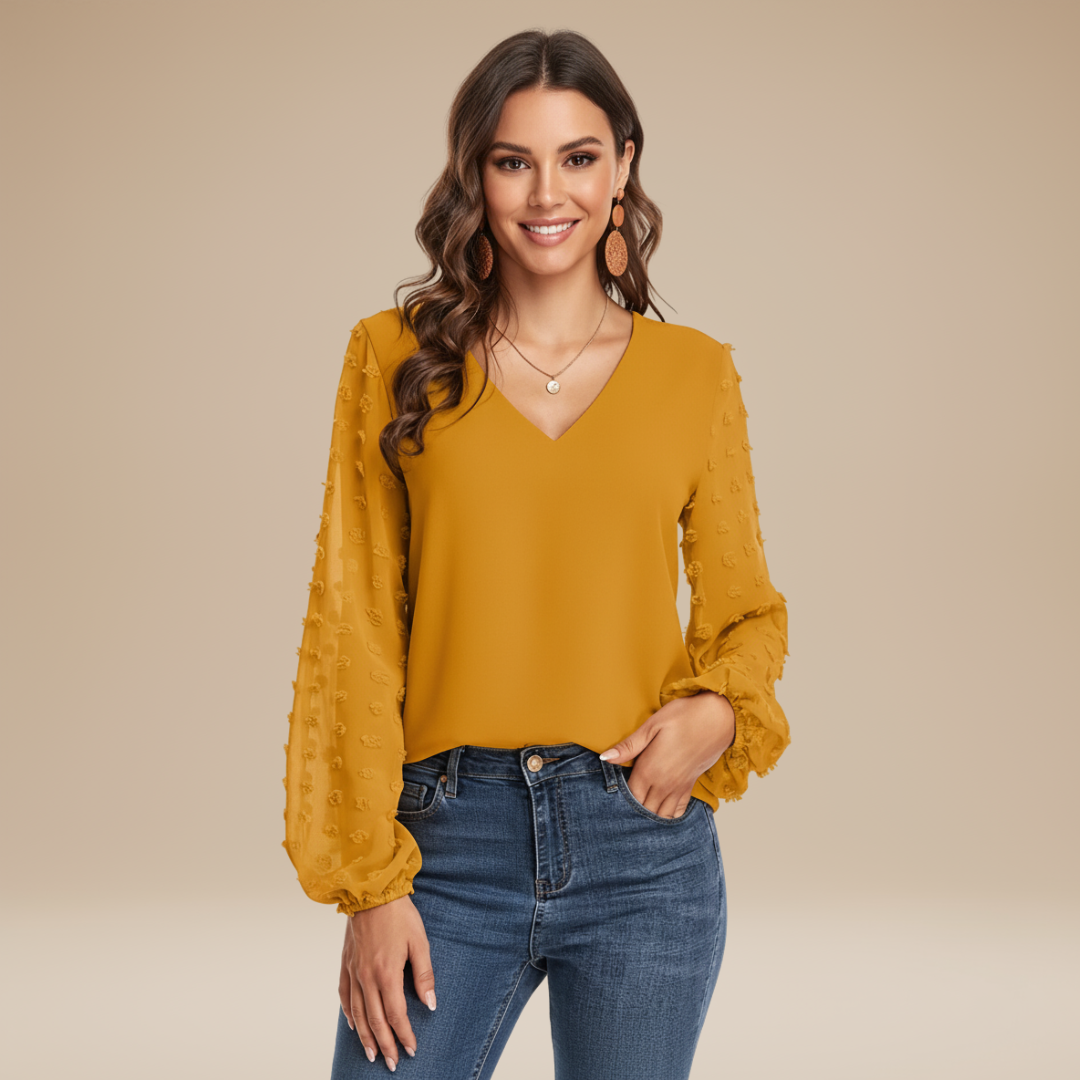 Rosalia | Blusa Donna con Maniche Testurizzate Elegante