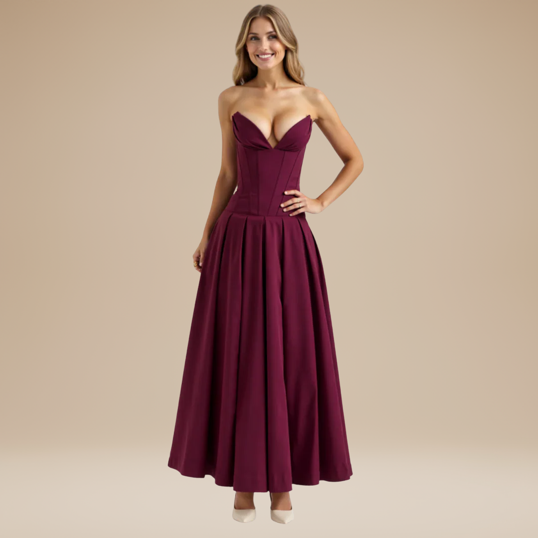 Rebecca | Midi Dress with Corset and Flared Skirt