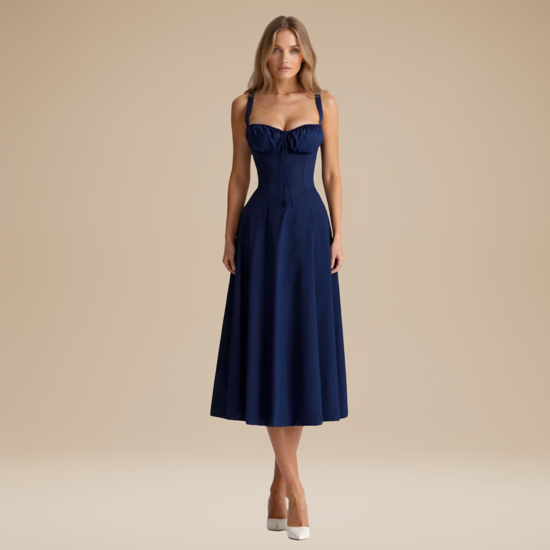 Lorenza | Midi Dress with Structured Bodice