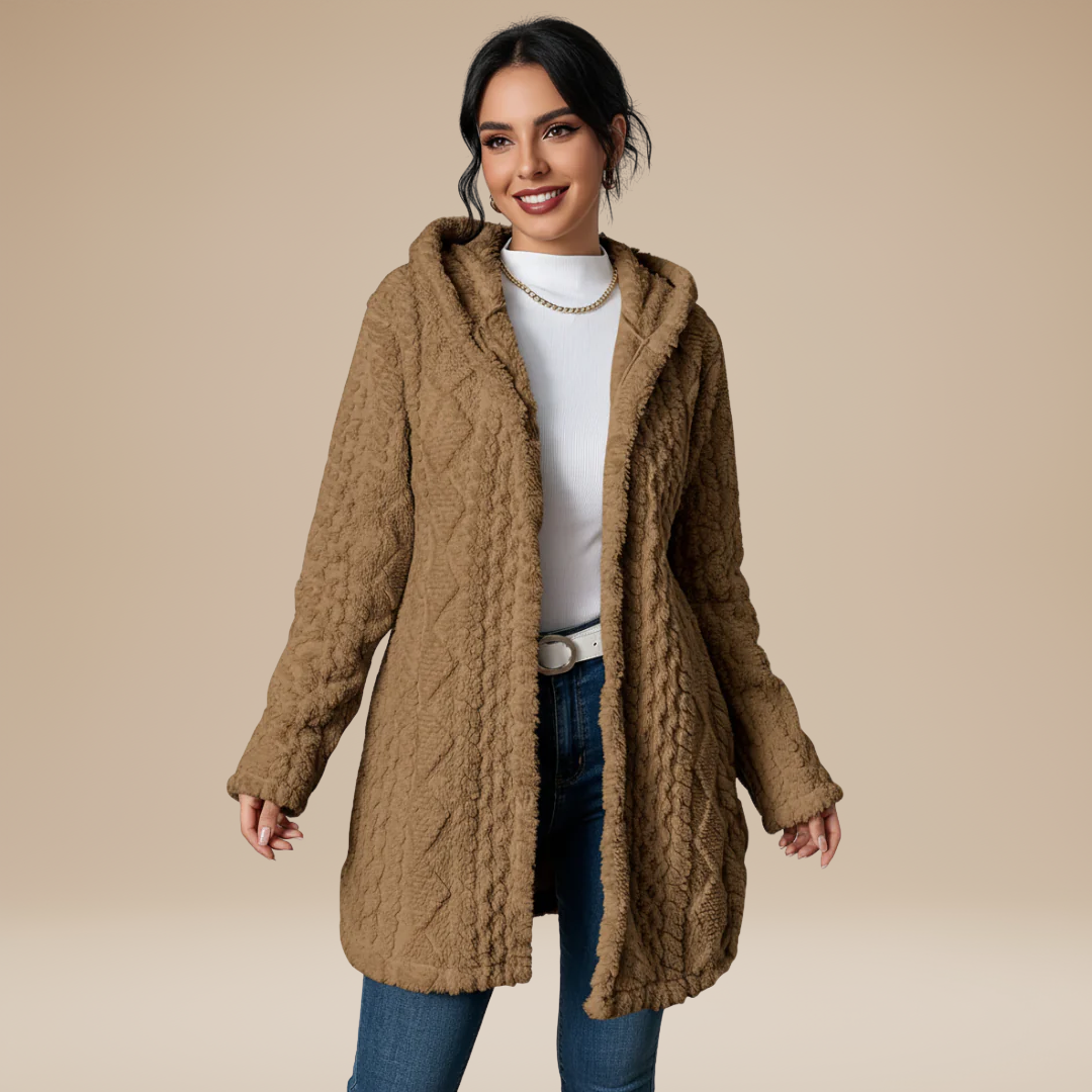 Sofia | Cappotto Donna Lungo Morbido con Cappuccio