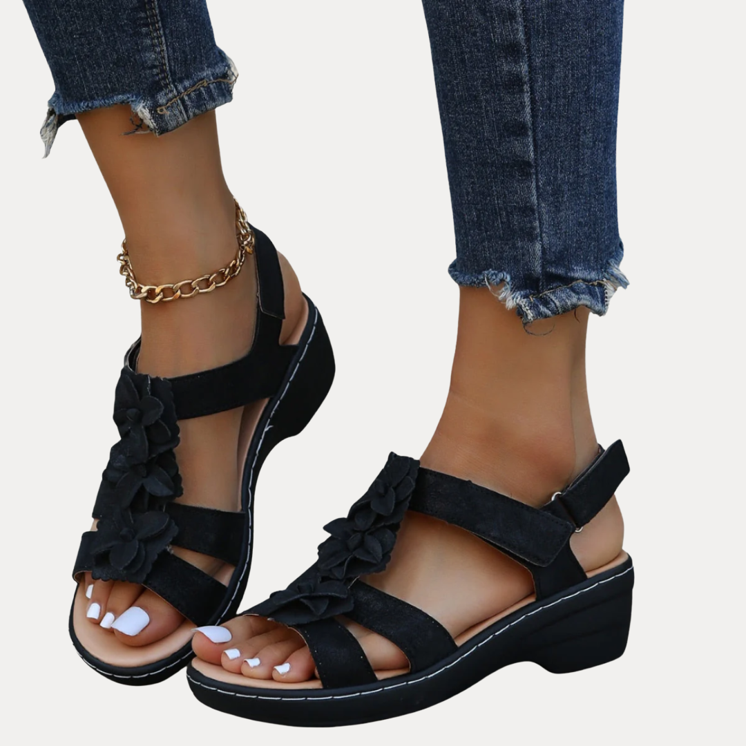 Giorgia | Sandali con Zeppa Floreali