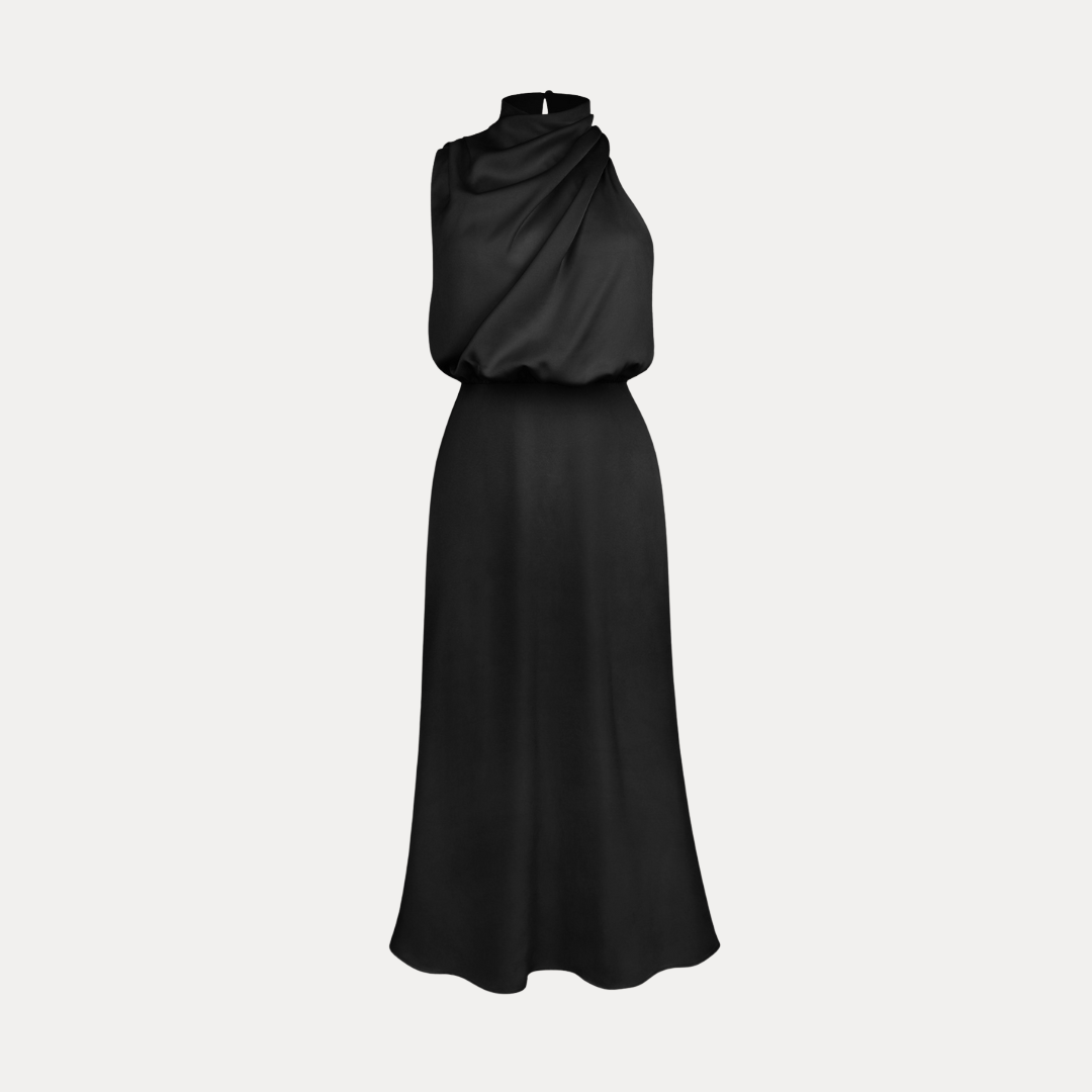 Carlotta | Long Dress with Draped Neckline