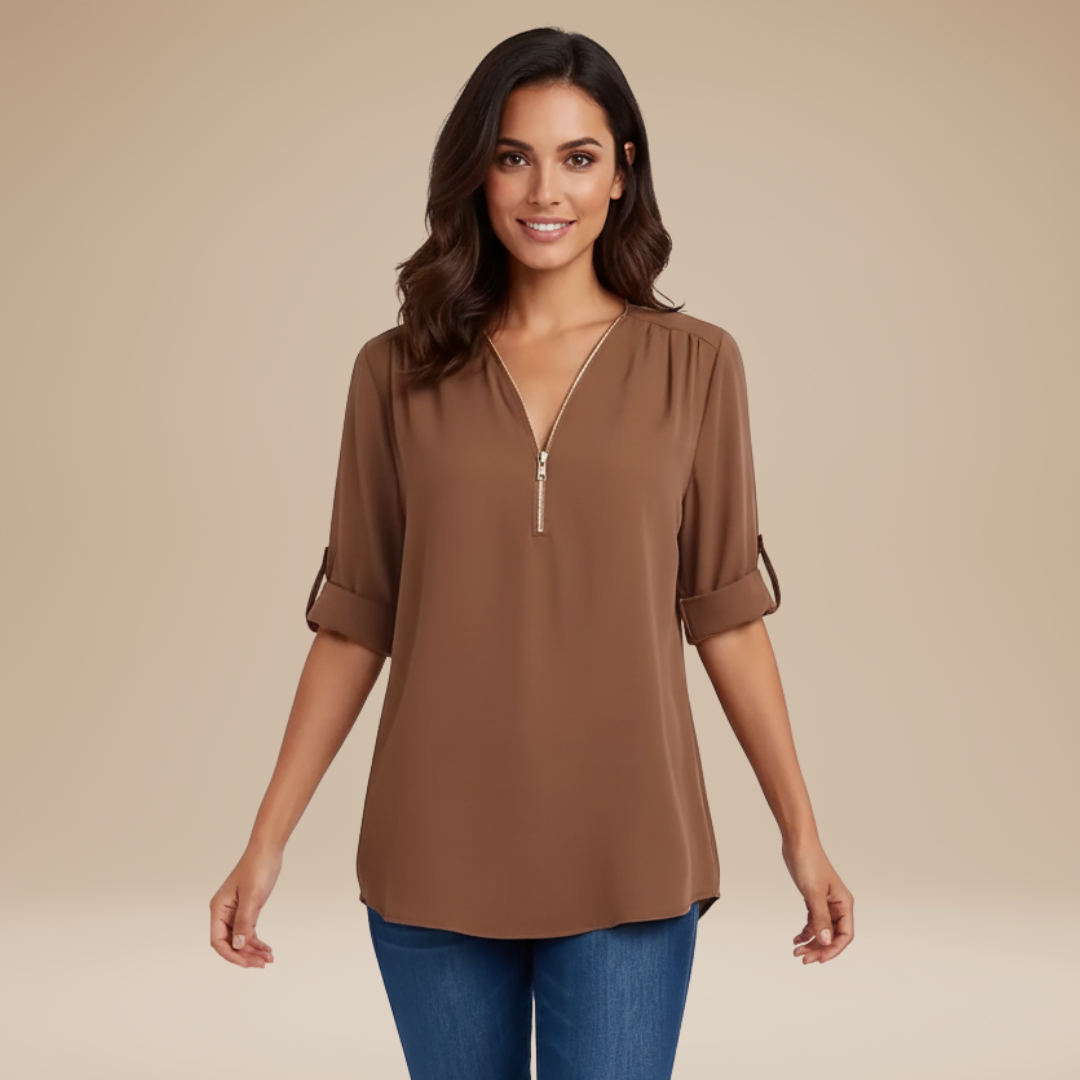 Elisa | Blusa Donna con Zip Frontale Moderna