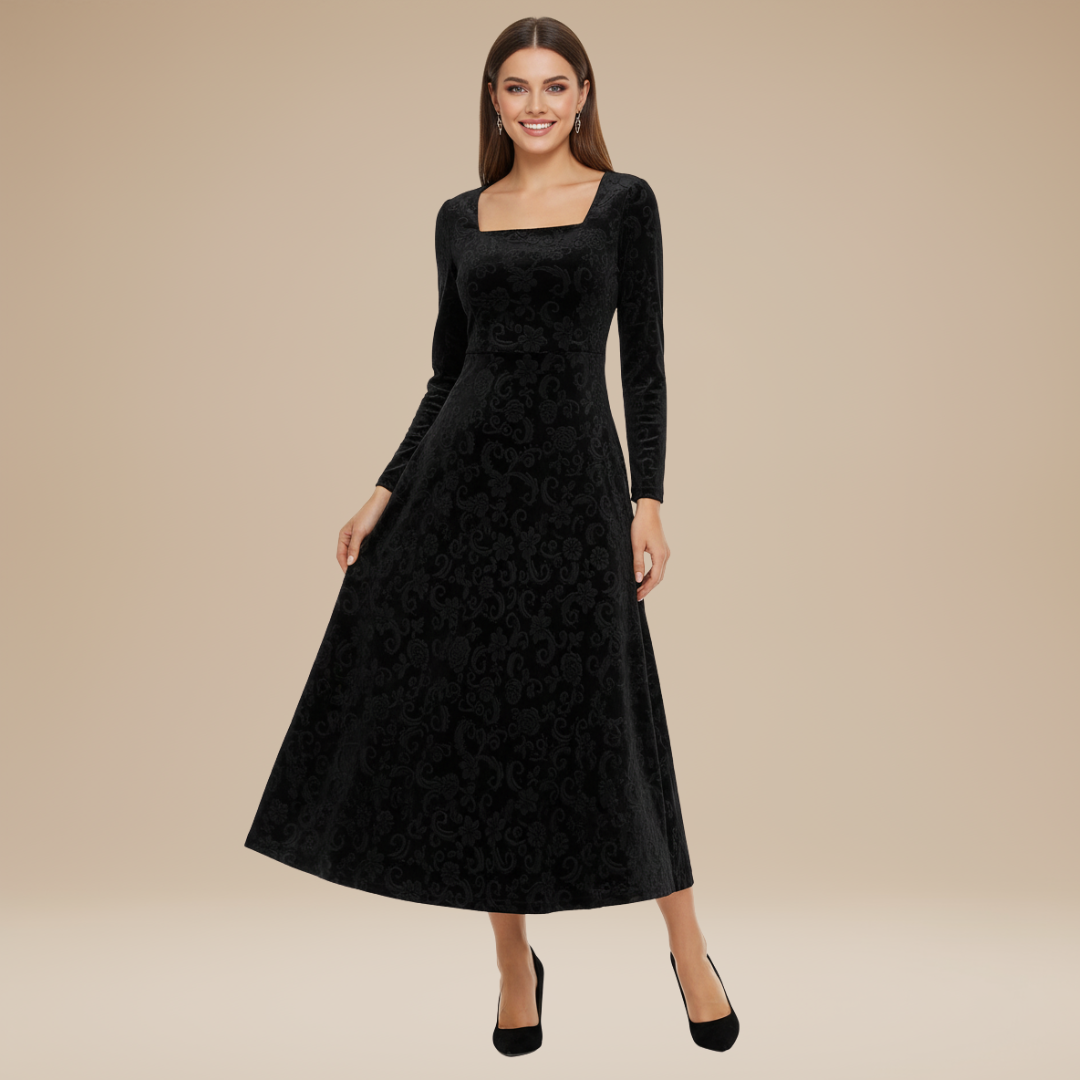 aaValeria | Abito Velluto Jacquard Donna Stile Regale