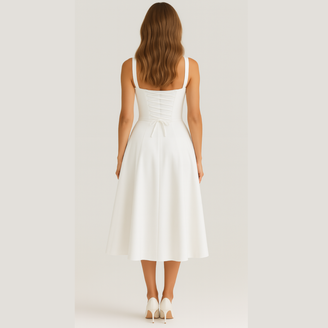 Lorenza | Abito Midi con Corpino Strutturato
