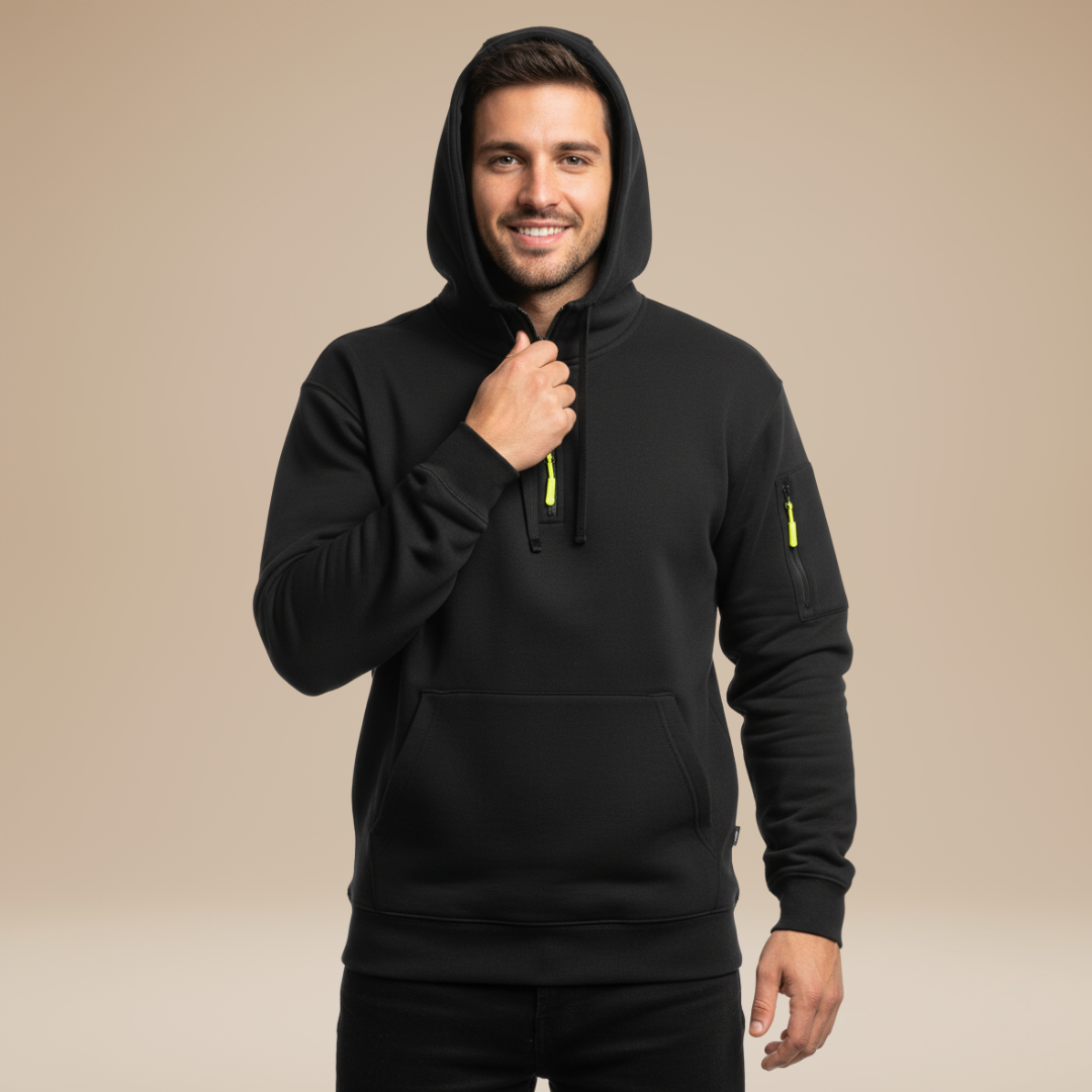 Decio | Felpa Uomo con Cappuccio e Mezza Zip Sportiva