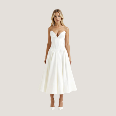 Rebecca | Abito Midi con Corsetto e Gonna a Ruota