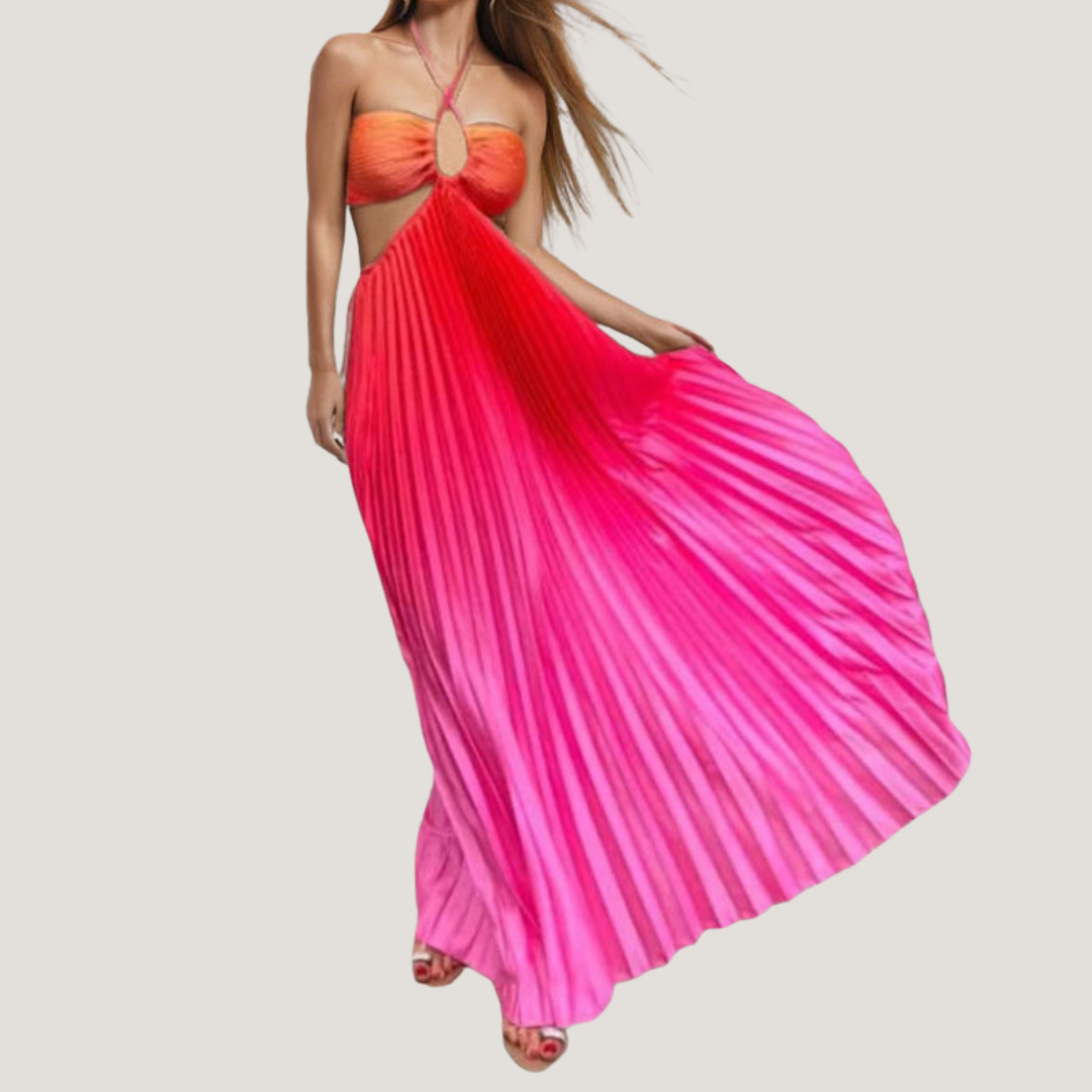 Sibilla | Abito Lungo Plissettato con Cut-Out