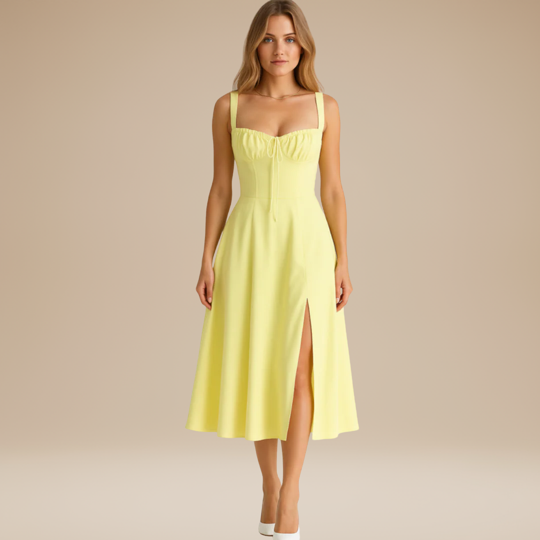 Lorenza | Midi Dress with Structured Bodice