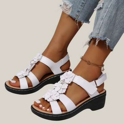 Giorgia | Sandali con Zeppa Floreali