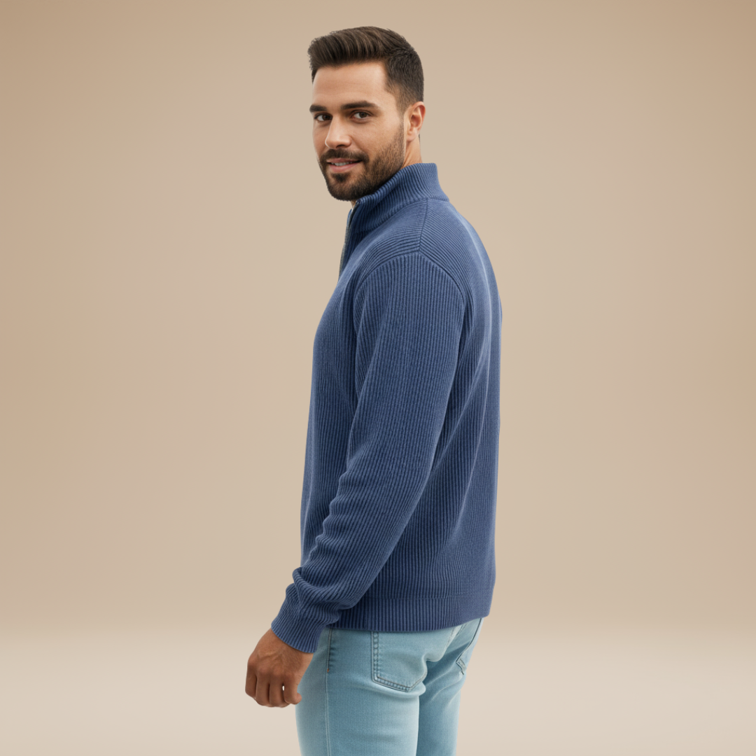 Mirko | Maglia Uomo con Mezza Zip e Trama a Rilievo