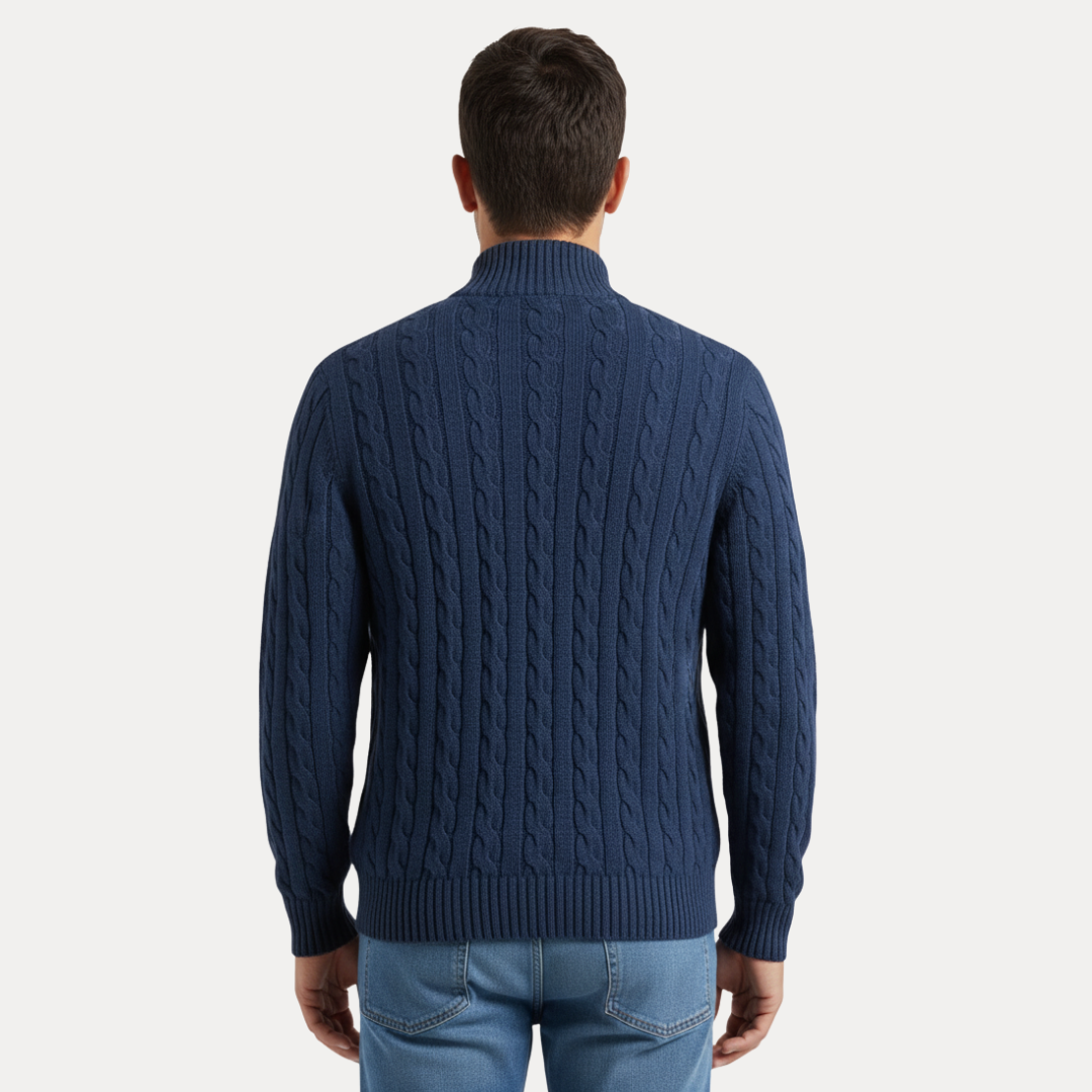 Lorenzo | Maglione a Treccia con Mezza Zip