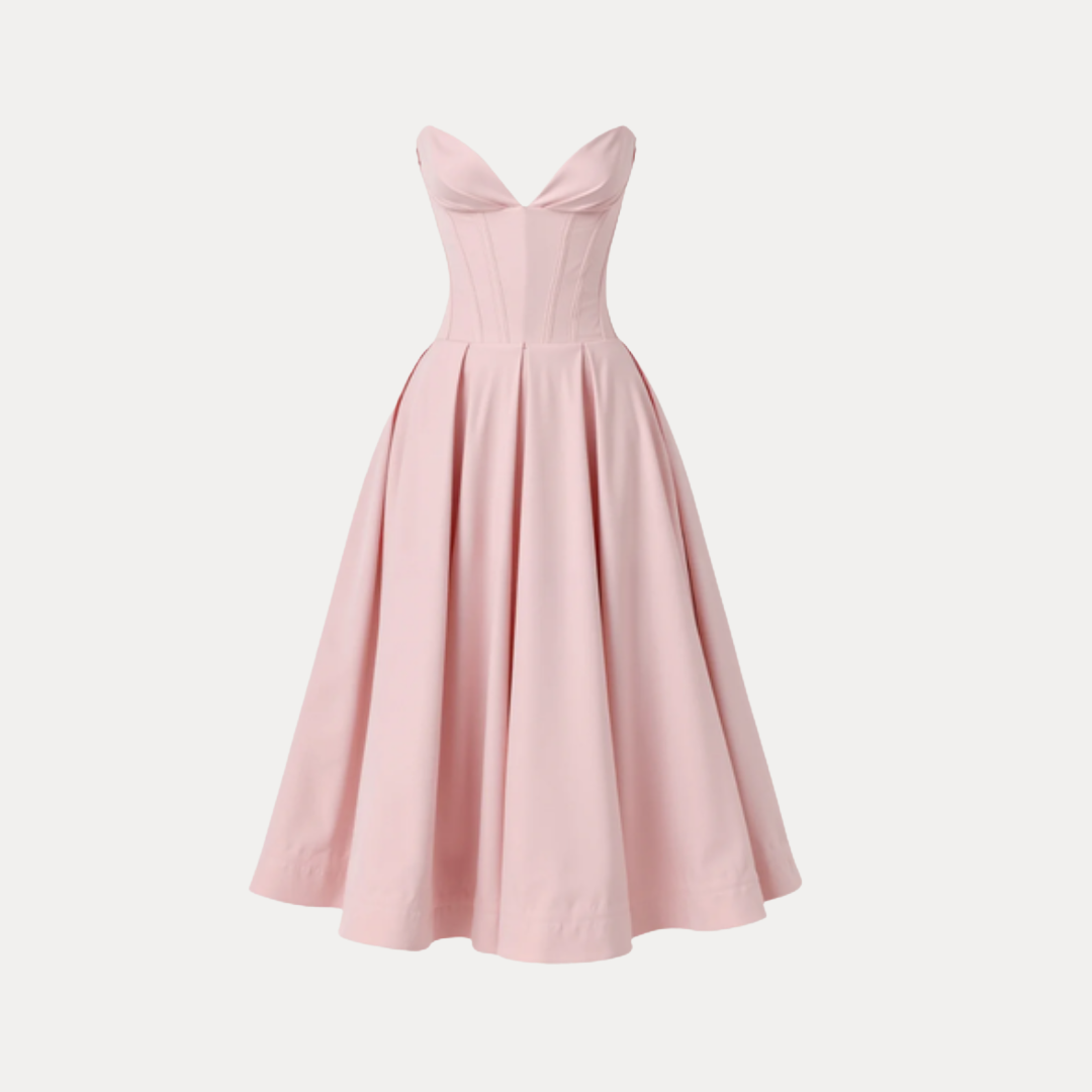 Rebecca | Abito Midi con Corsetto e Gonna a Ruota