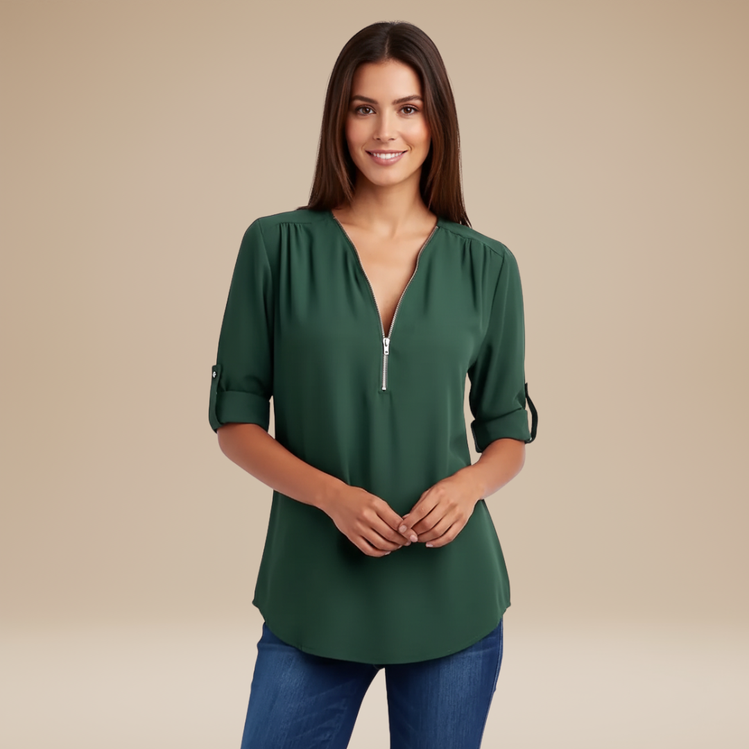 Elisa | Blusa Donna con Zip Frontale Moderna