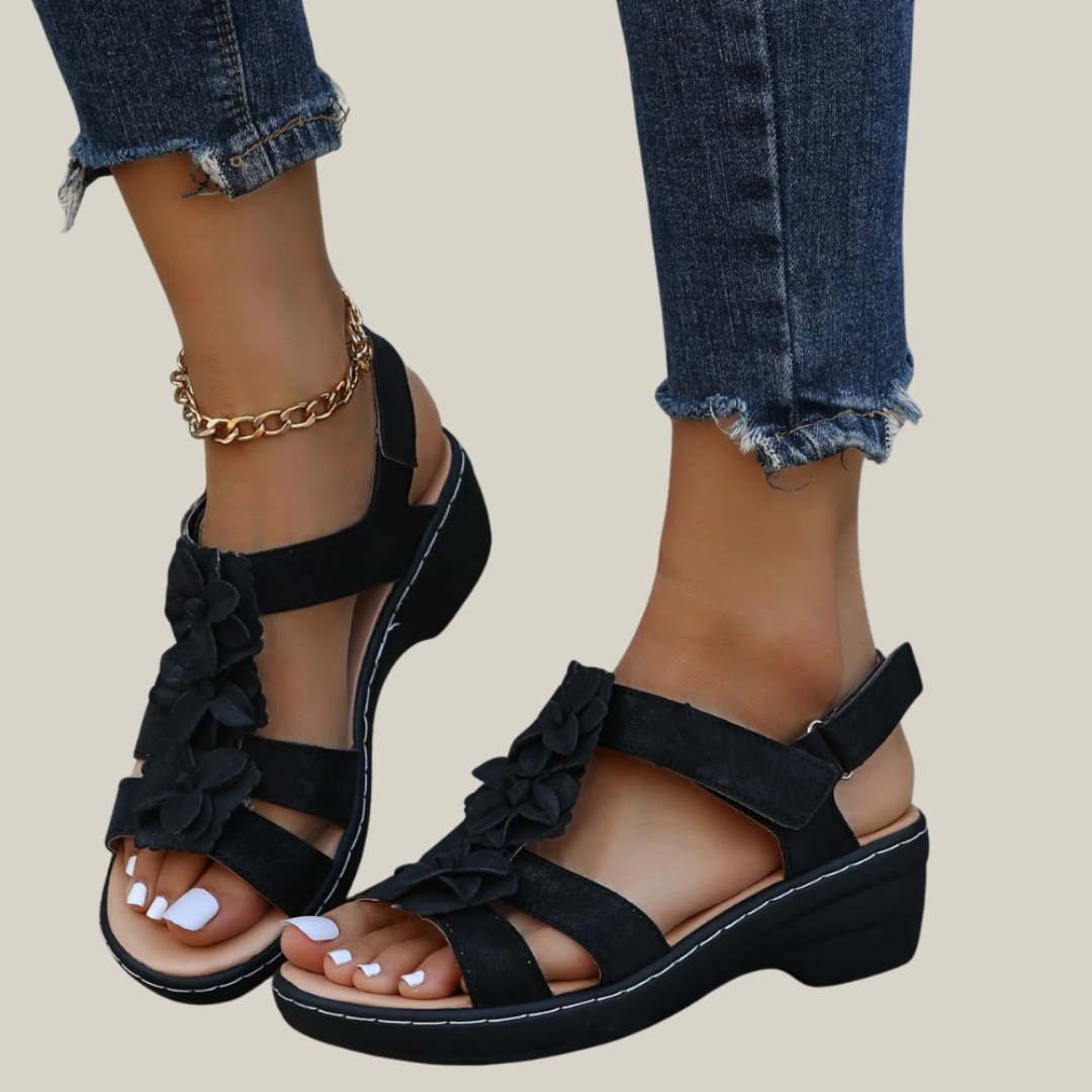 Giorgia | Sandali con Zeppa Floreali