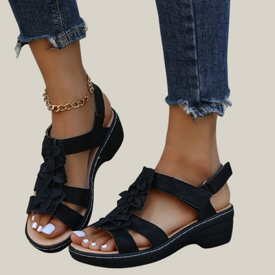 Giorgia | Sandali con Zeppa Floreali