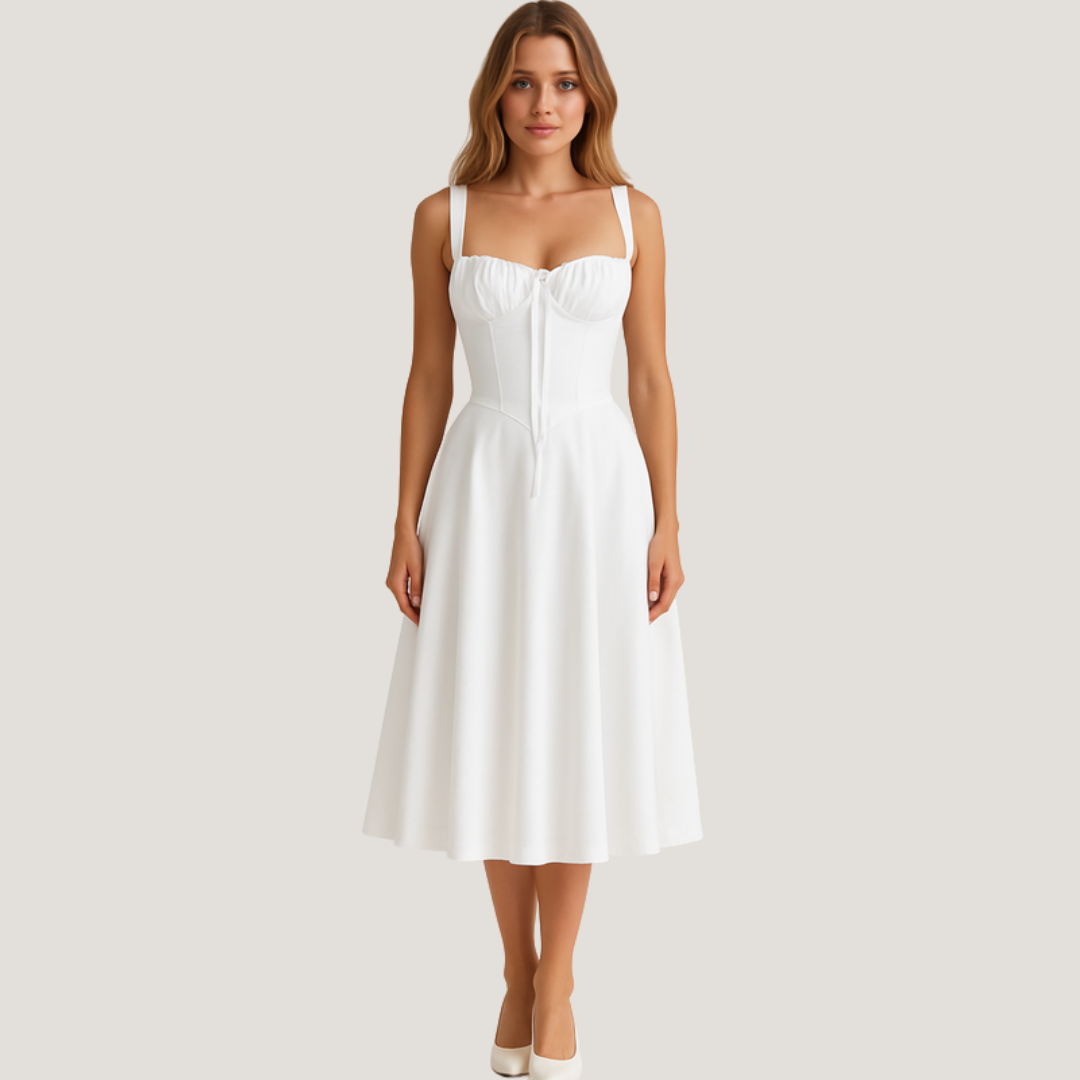 Lorenza | Abito Midi con Corpino Strutturato