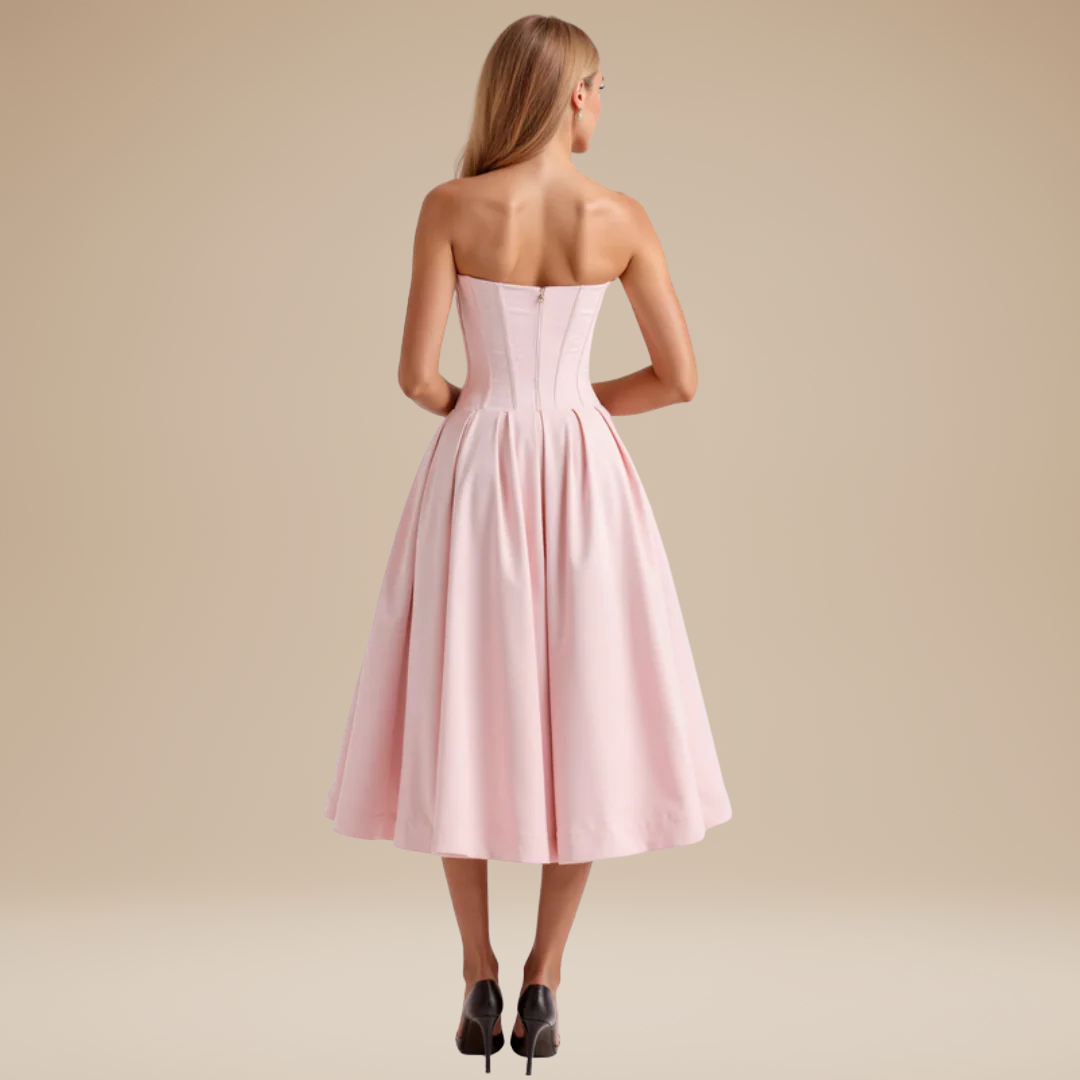 Rebecca | Midi Dress with Corset and Flared Skirt 